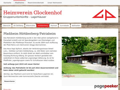 Heimverein Glockenhof: Pfadiheim Hüttikerberg